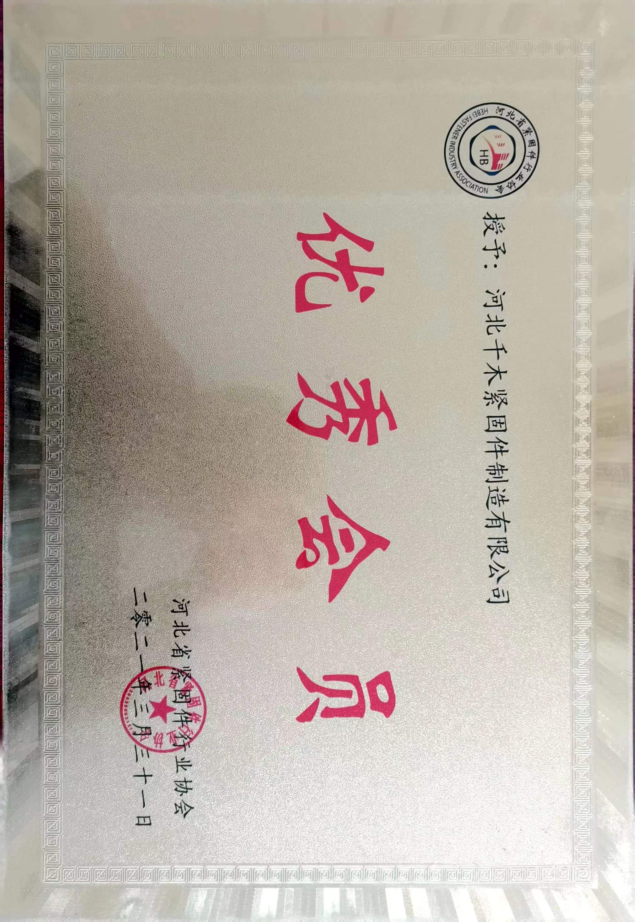 河北緊固件行業(yè)協(xié)會(huì)優(yōu)秀委員